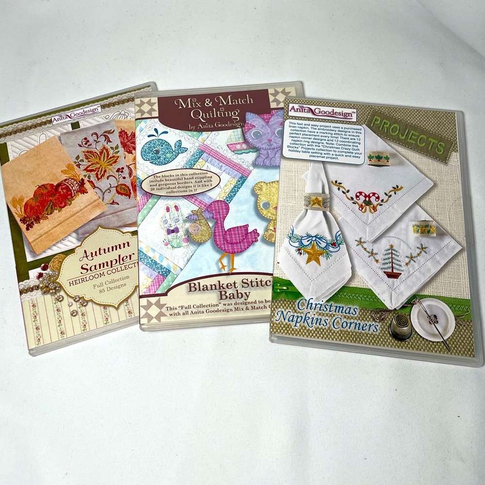 Anita Goodesign Quilting & Embroidery CD-ROM lot of 3 discs: Autumn, Xmas, Baby